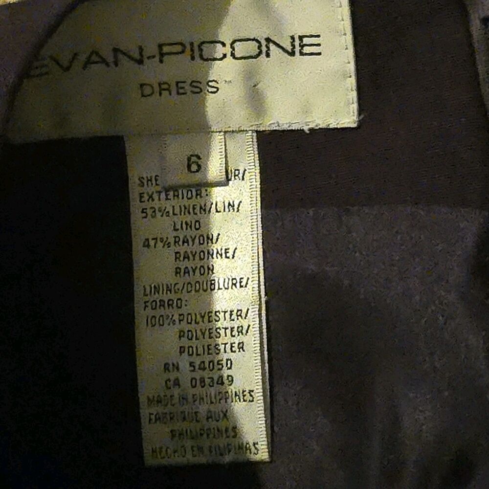 Evan-Picone Linen Blend Dress VTG 6 Elephant Buttons Dark Academia Witchy - Picture 6 of 10